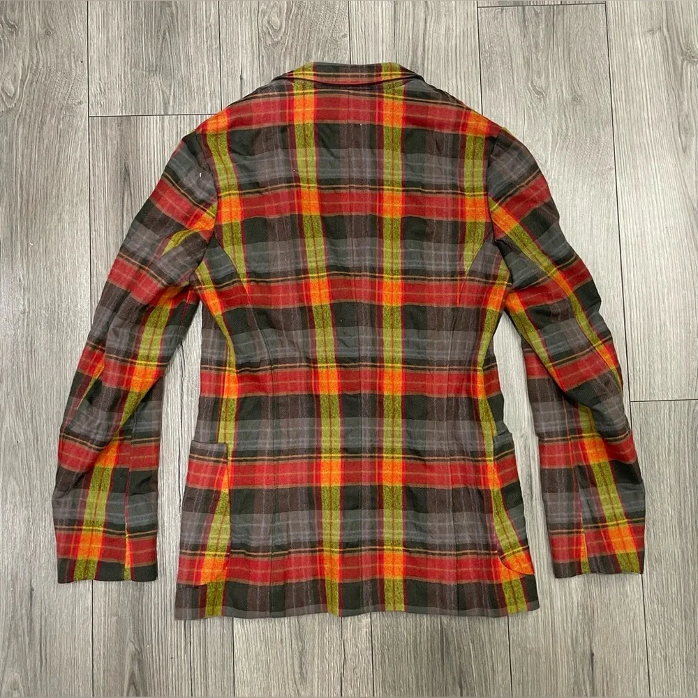 PAUL SMITH Multi Color Plaid Cotton‎ Wool Notch Lapel Sport Coat Size Small